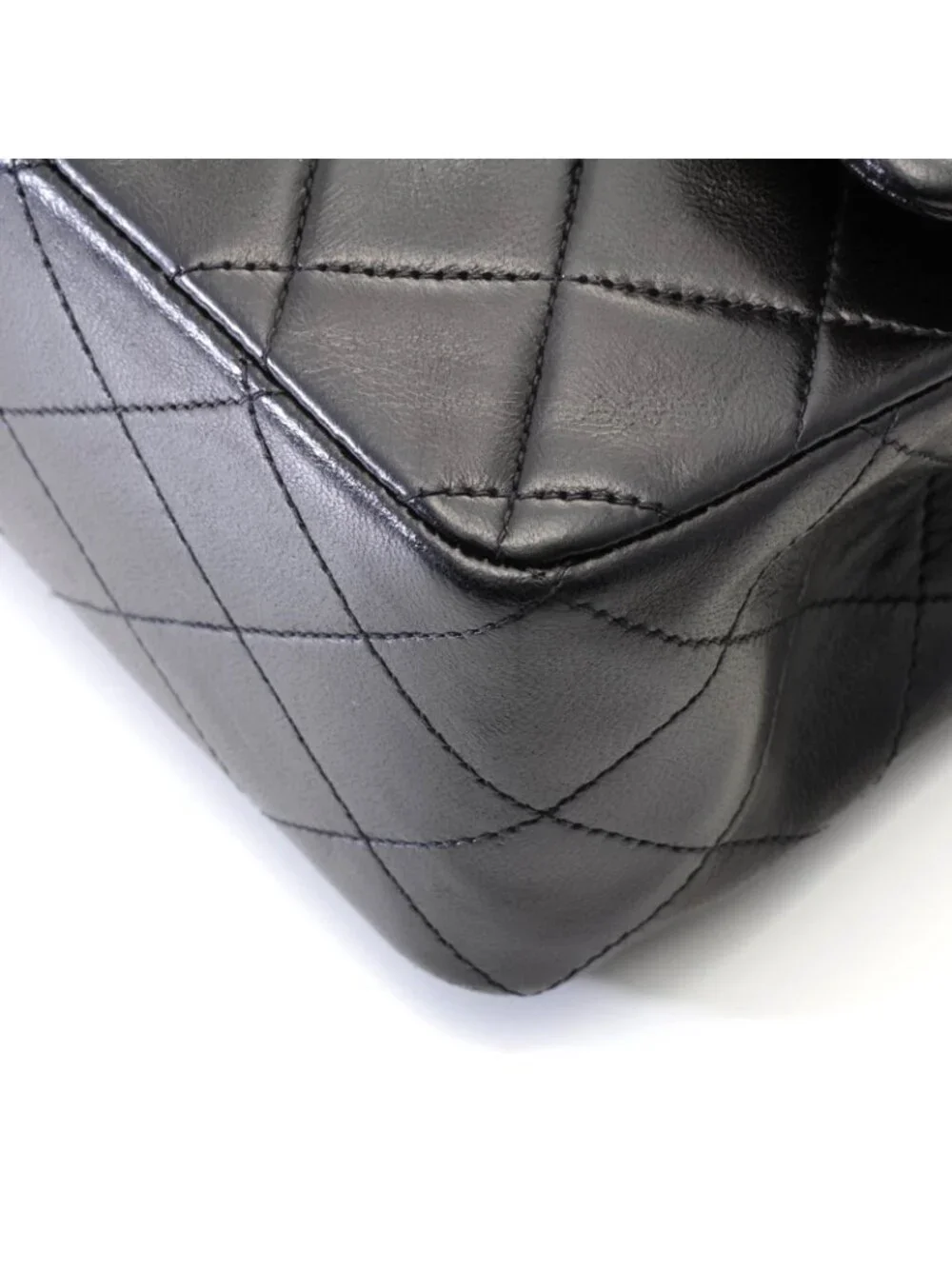 Chanel Quilted Double Flap 25 Chain Shoulder Black Lambskin Bag